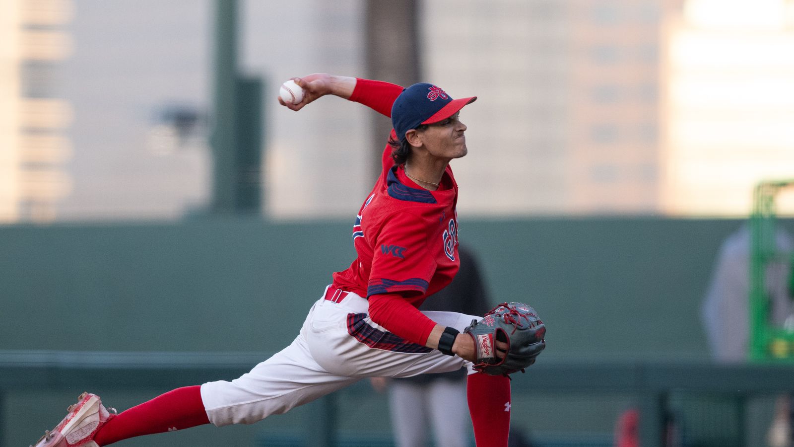 Jake Hilton pitches in NCAA regional championship game