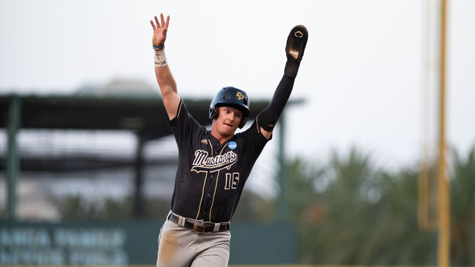 Cam Holland celebrates after a homerun