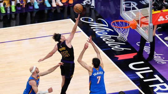 Austin Reaves during NBA Playoffs vs Thunder, Los Angeles, May 11, 2026