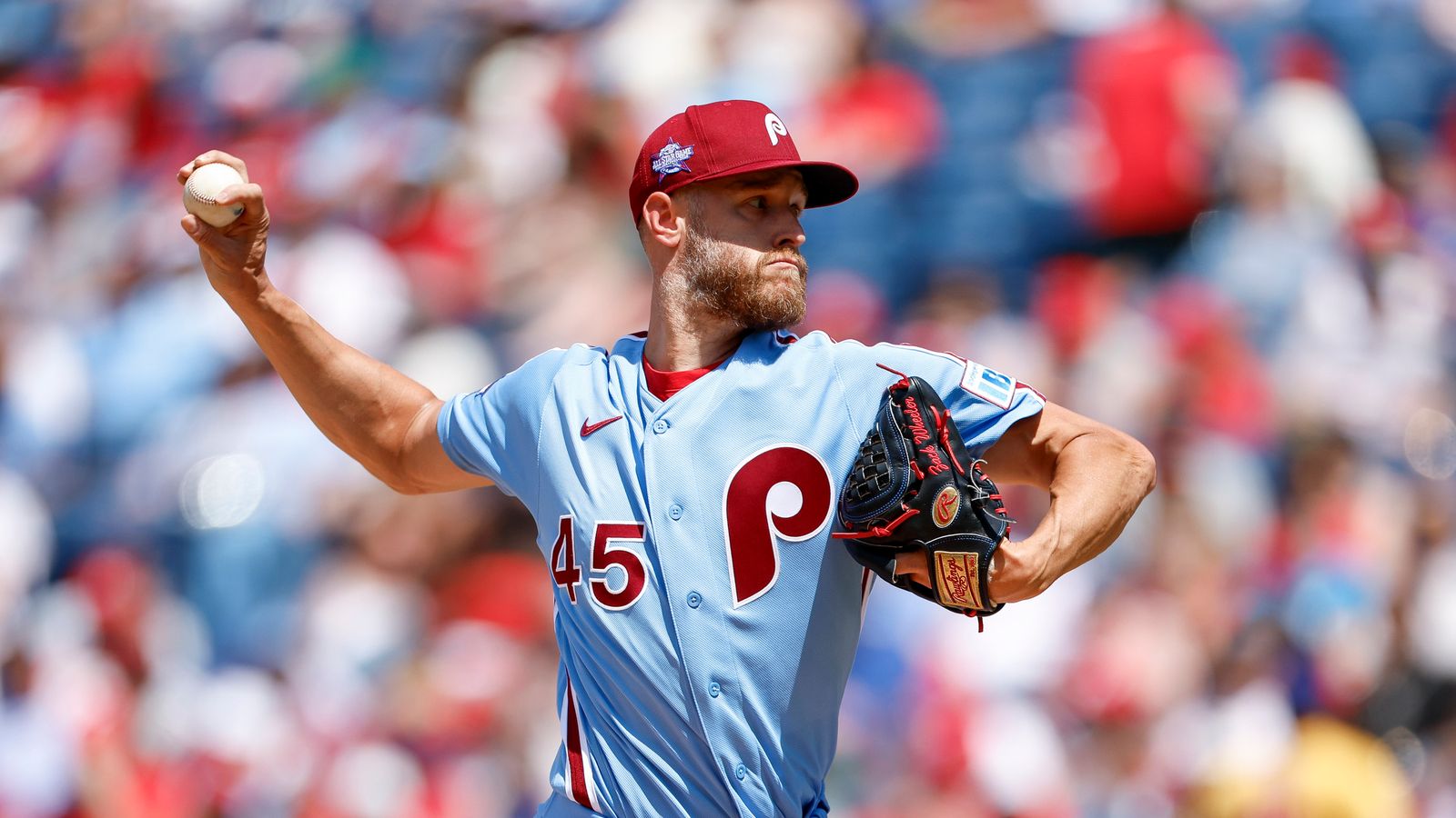 Zack Wheeler in action against the Padres at Citizens Bank Park, 2026