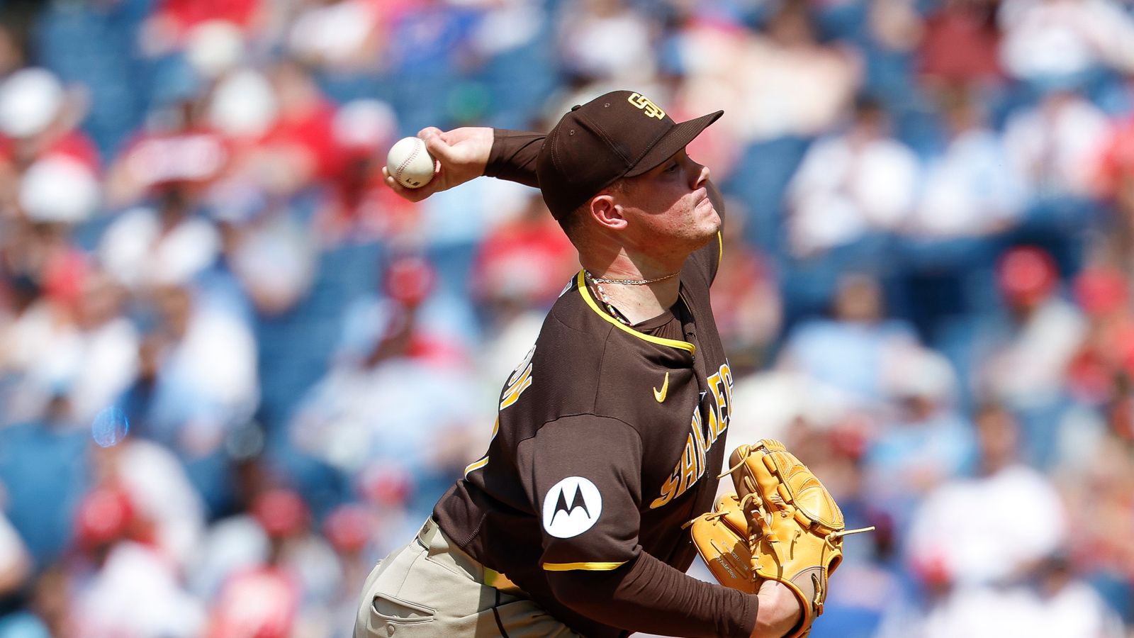 Adrian Morejon pitches at Citizens Bank Park against the Phillies, 2026