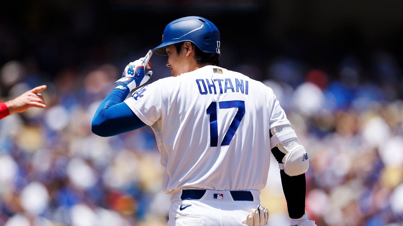 Shohei Ohtani signals during the game, June 7, 2026