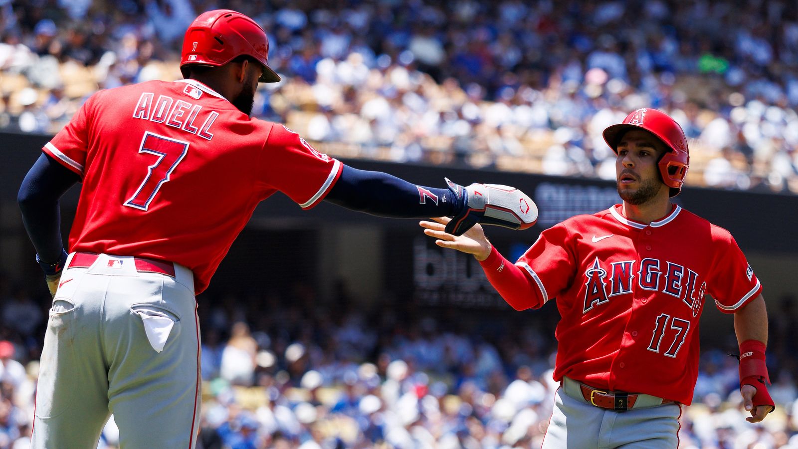 Nick Madrigal celebrates with Jo Adell, June 7, 2026