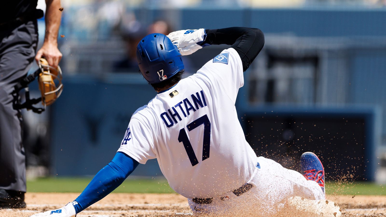 Shohei Ohtani slides at Dodger Stadium, June 7, 2026