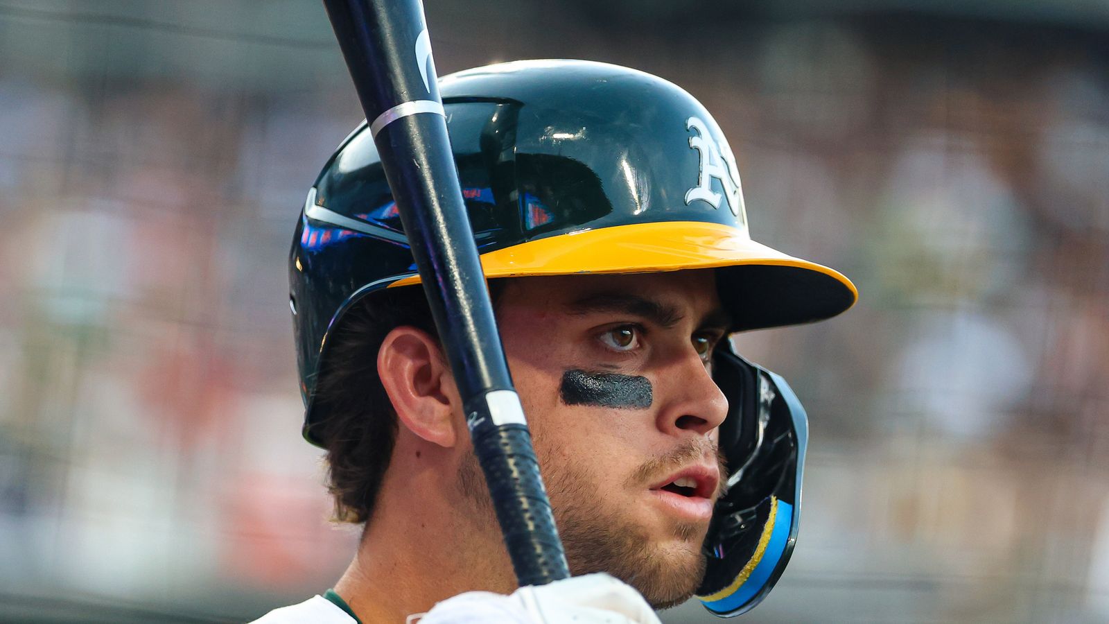 Max Muncy at bat during Athletics vs Rockies game