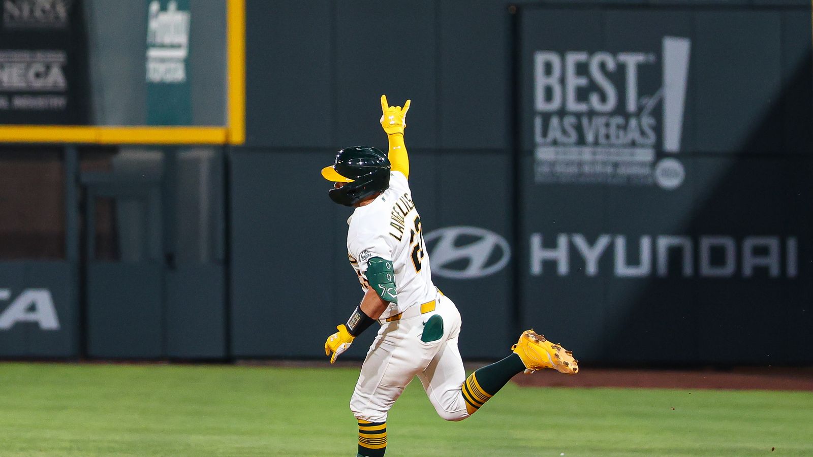 Shea Langeliers celebrates homer with bullpen signal at Las Vegas Ballpark