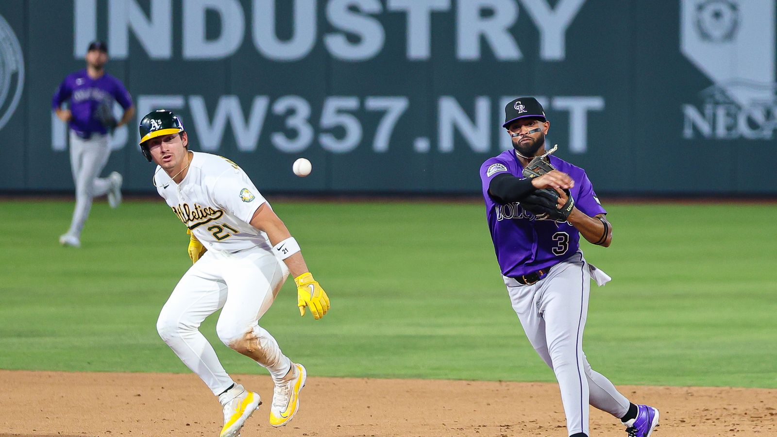 Willi Castro makes a play during Rockies vs Athletics game