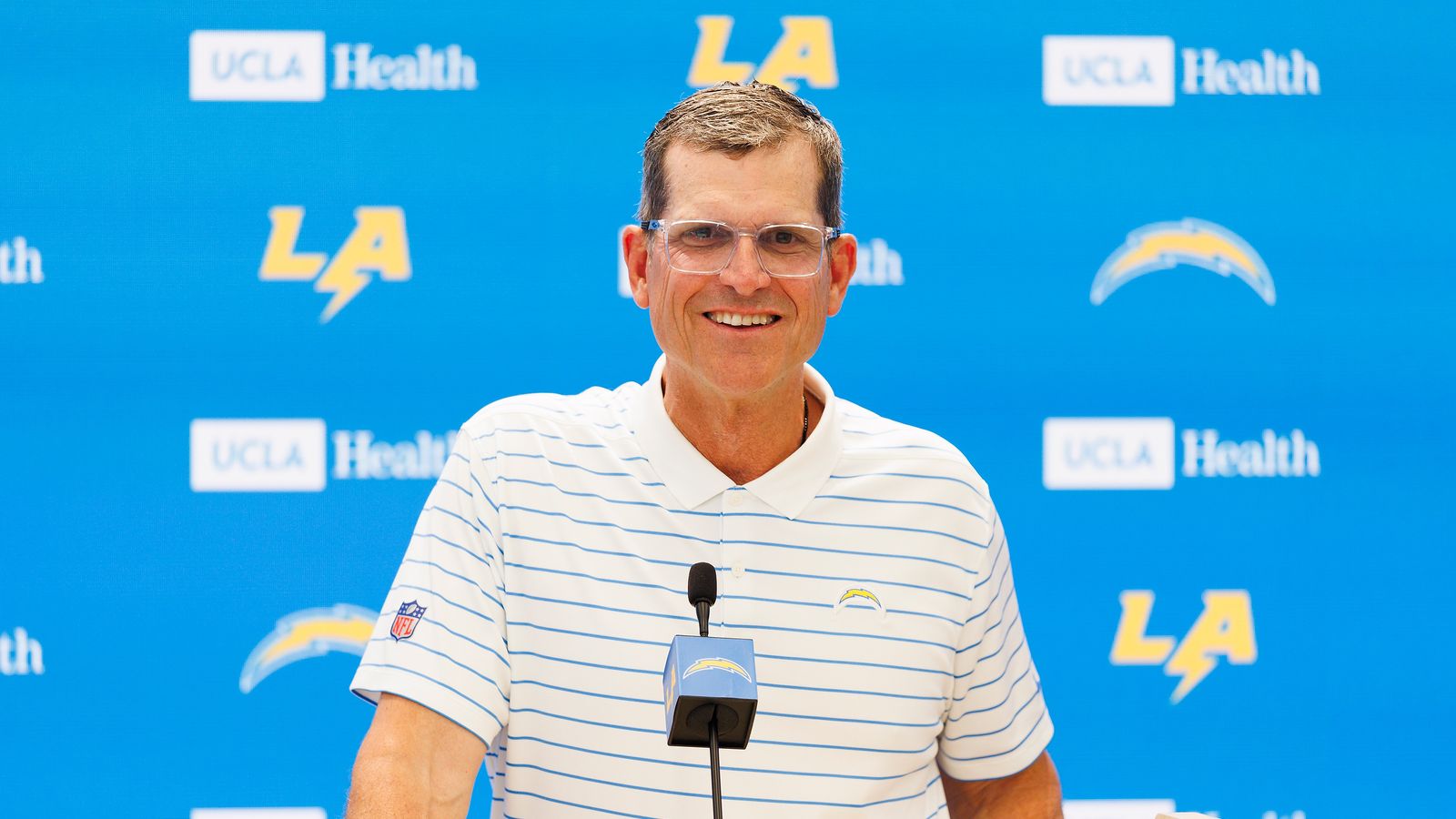 Jim Harbaugh discusses team strategies before Chargers minicamp