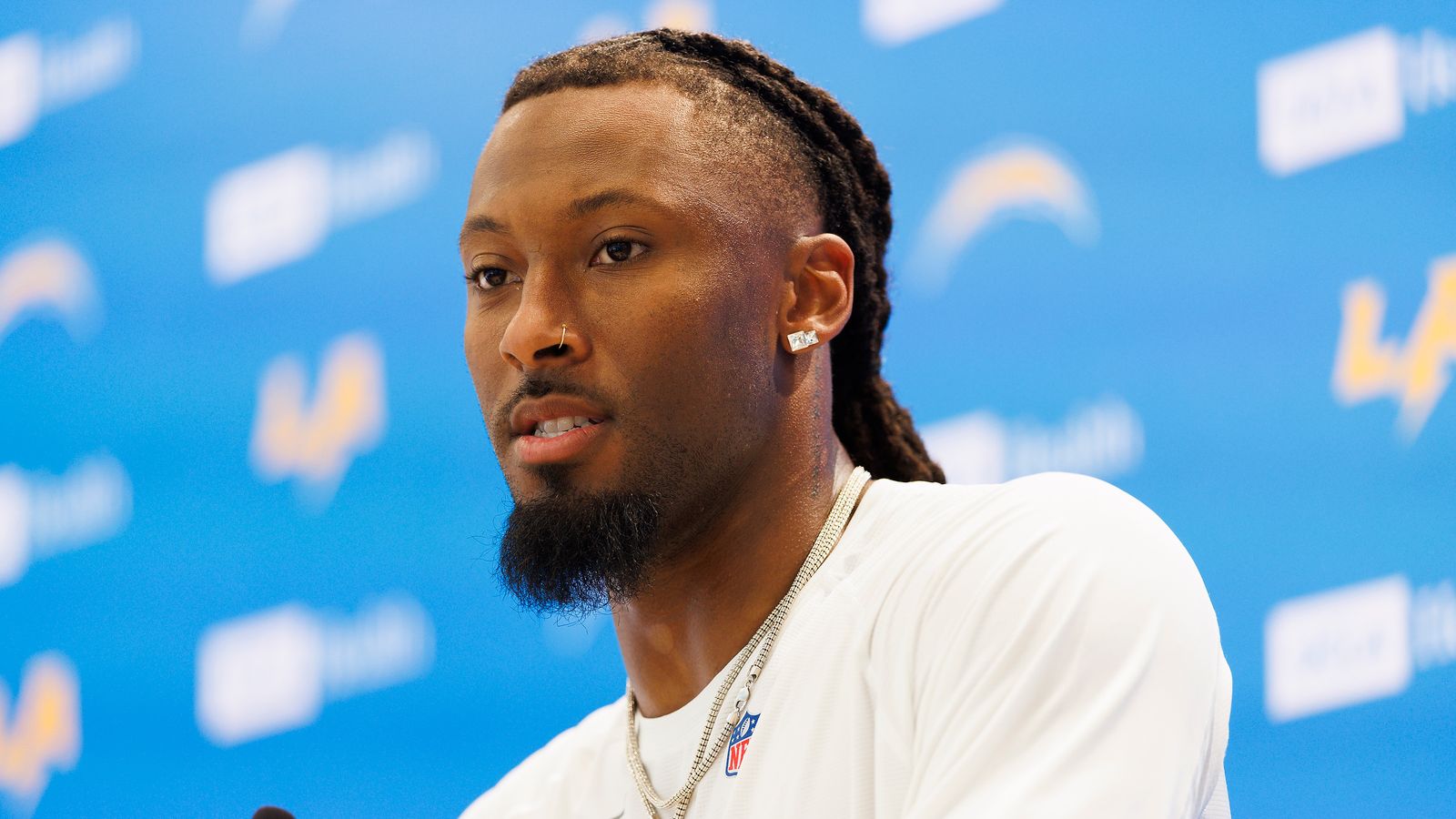Quentin Johnson addresses media after Chargers minicamp