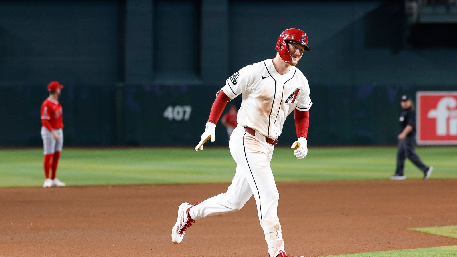 Pavin Smith celebrates a home run at Chase Field