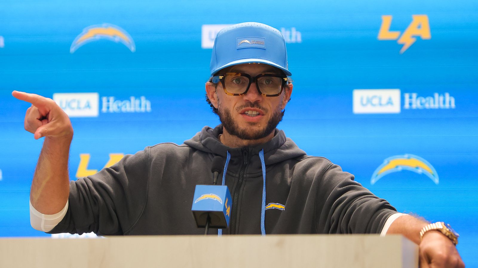 Mike McDaniels at Chargers' mini camp media briefing