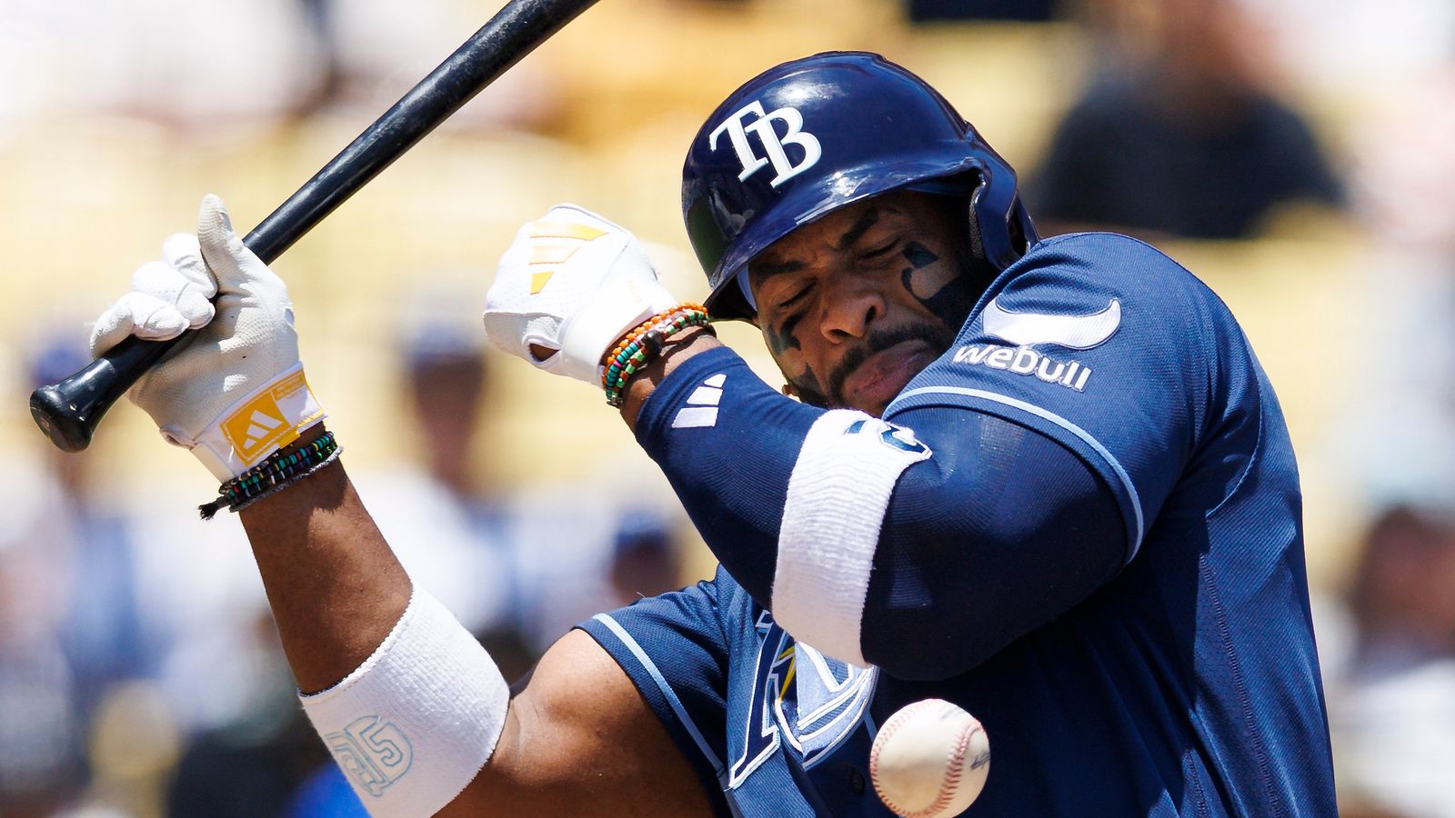 Yandy Diaz #2 Avoids Pitch in Dodgers vs Rays Game