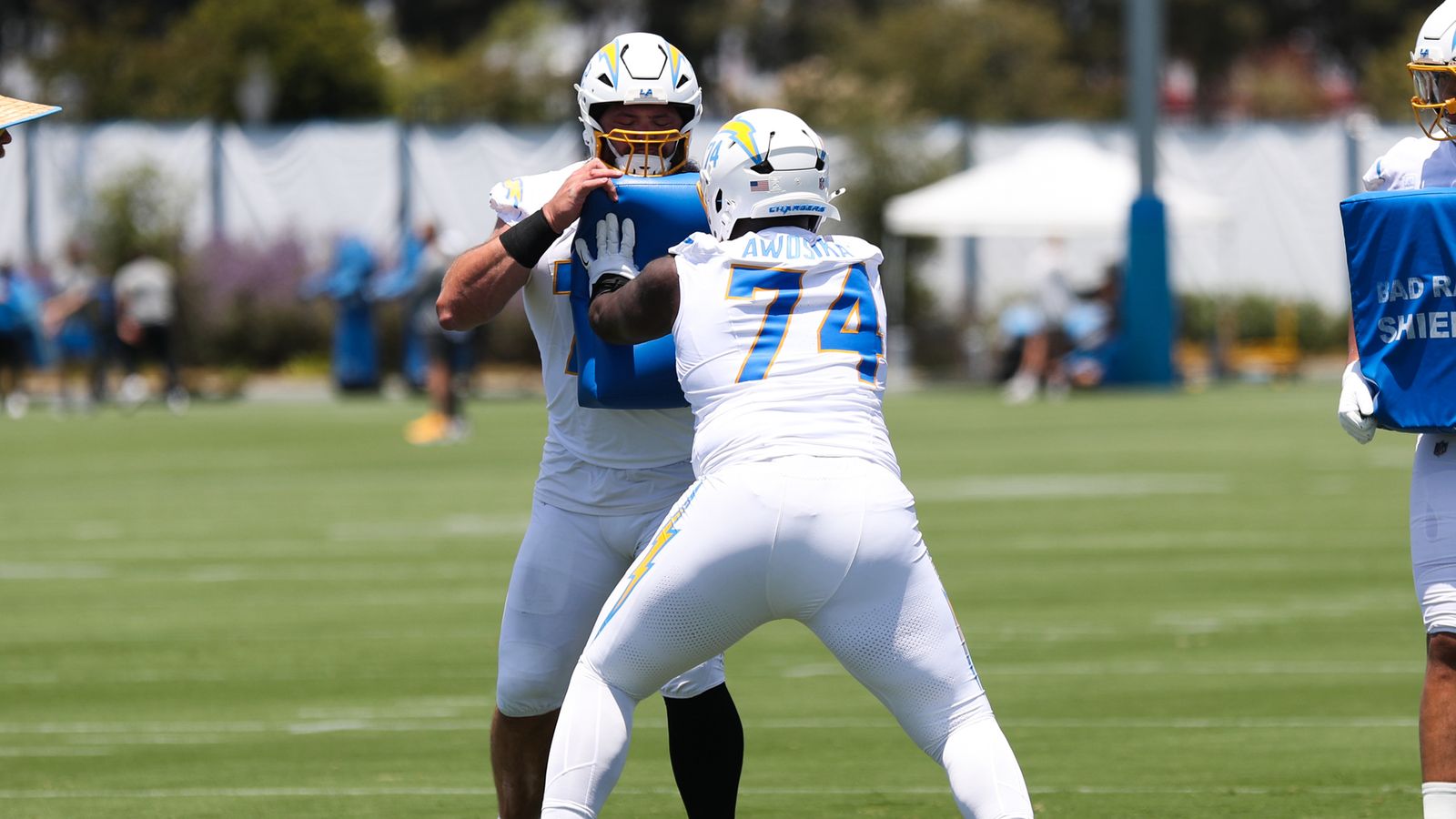 Kayode Awosika in action during Chargers' mini camp