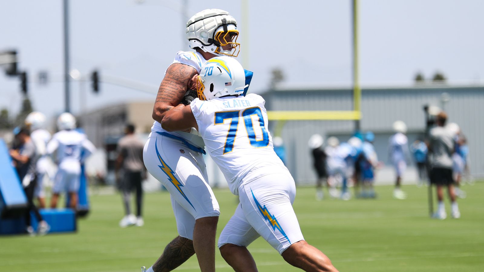 Rashawn Slater practices at Chargers' mini camp