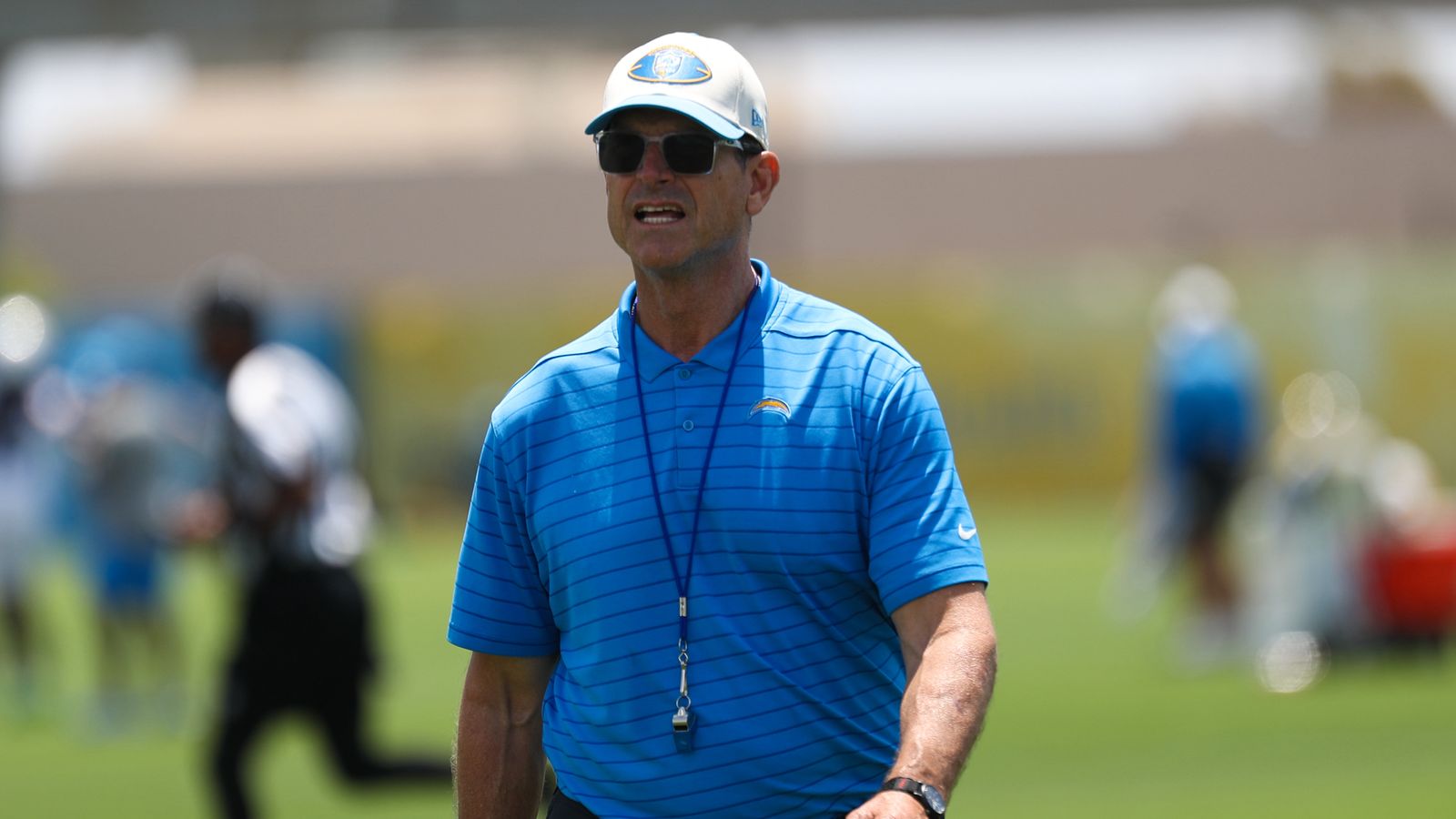 Jim Harbaugh oversees Chargers' mini camp activities