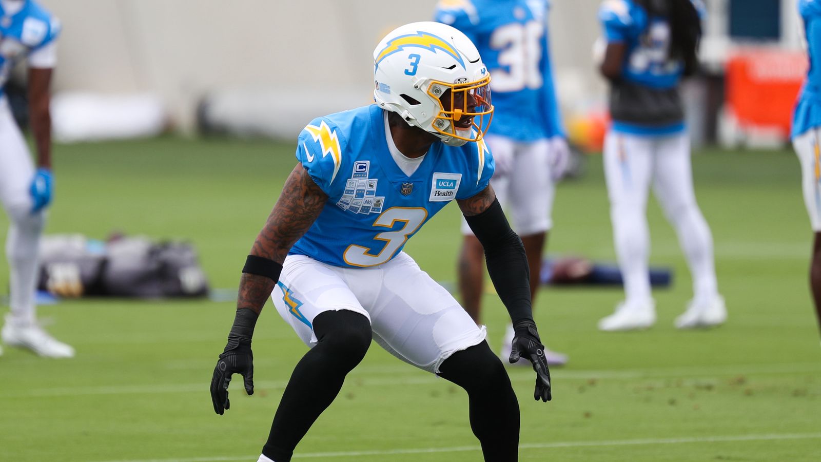 Derwin James in action during Chargers mini camp drills