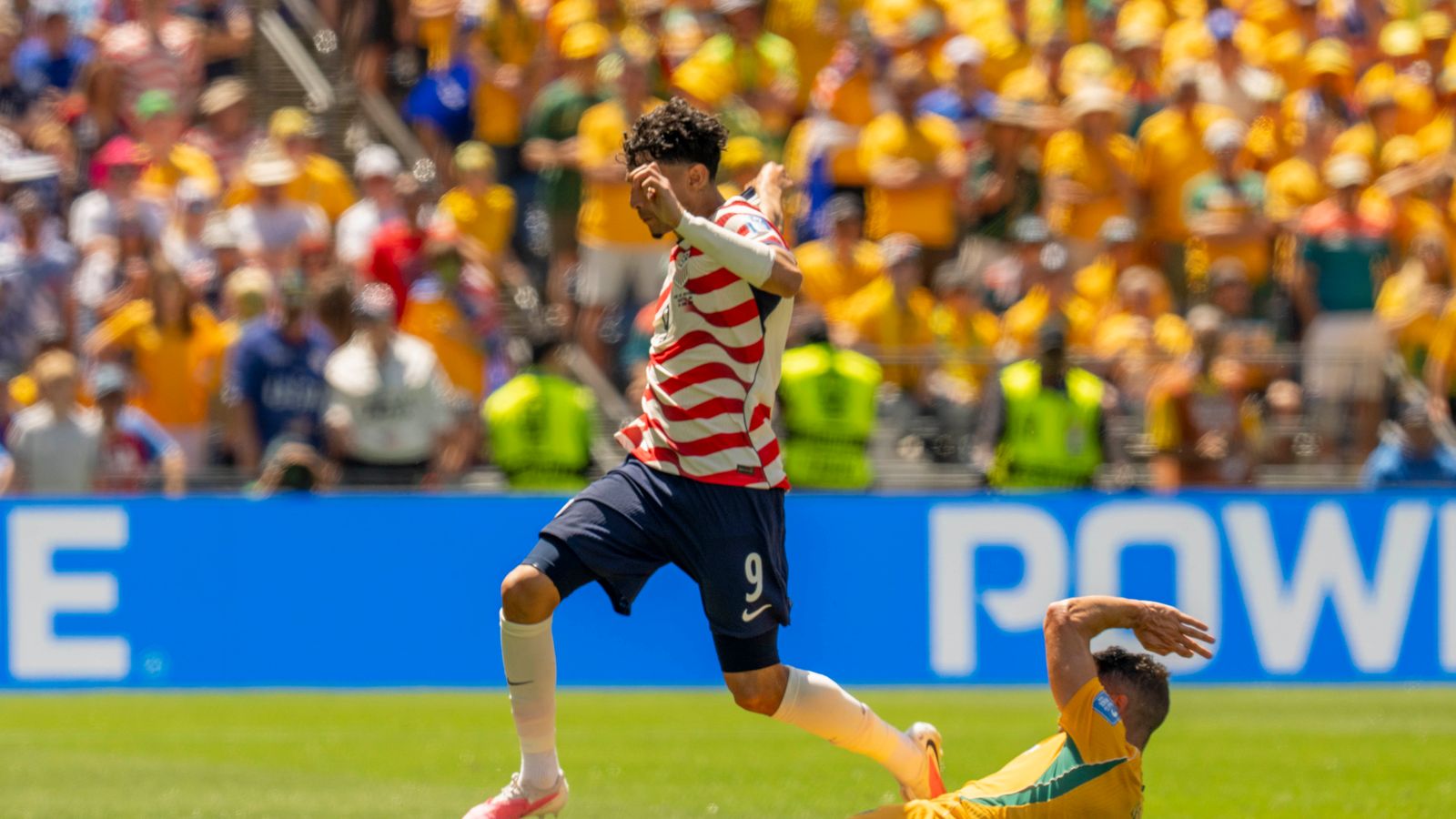 Ricardo Pepi steals the ball in the World Cup match against Australia.