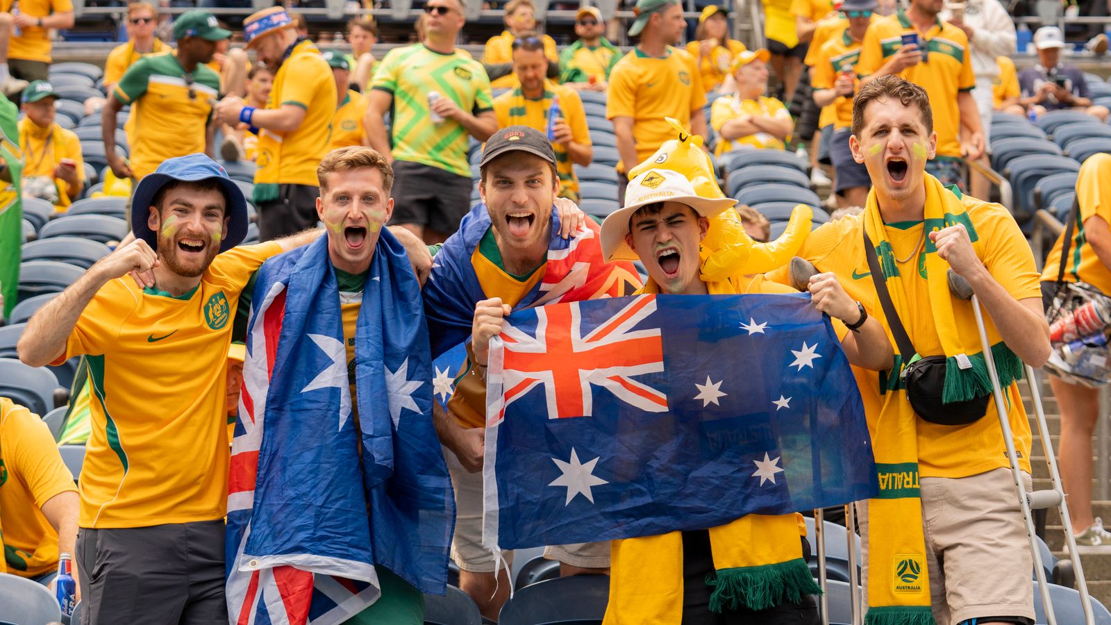 Australian fans ready for the World Cup match against the US.