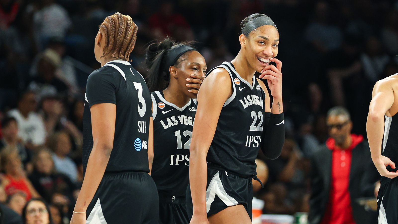 A'ja Wilson reacts to a technical foul in the second quarter.