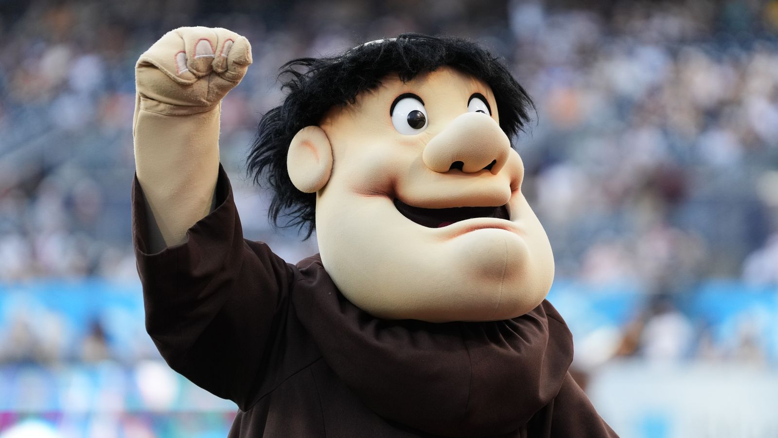 Padres mascot energizes fans before the game against the Braves