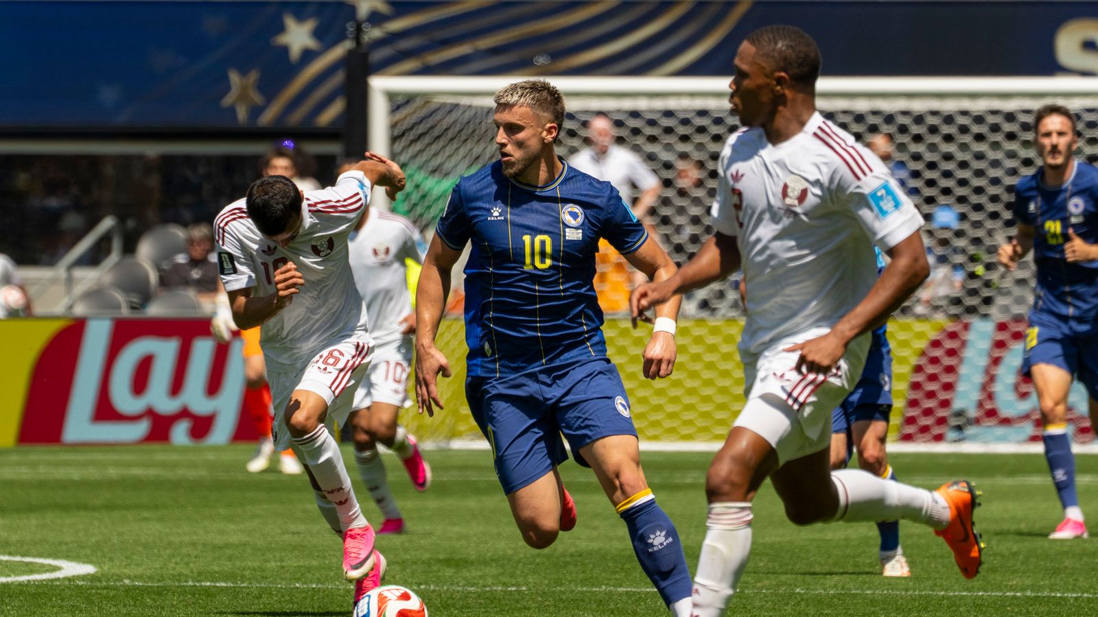 Ermedin Demirovic beats his marker at the FIFA World Cup 2026.
