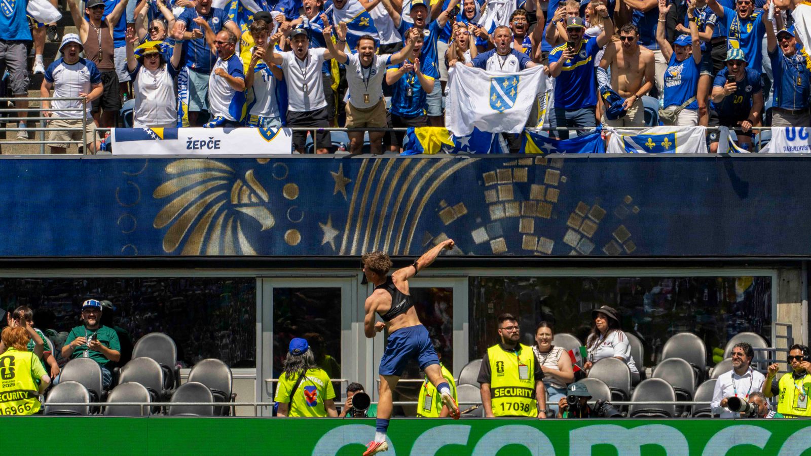 Ermin Mahmic celebrates his goal at the FIFA World Cup 2026.