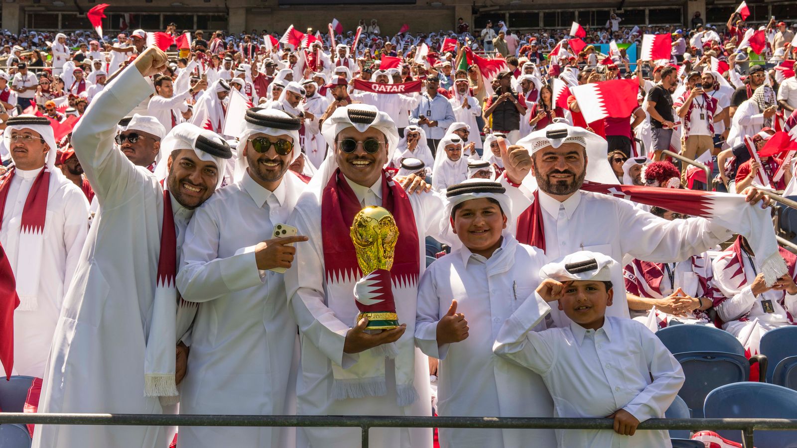 Qatar fans excited at the FIFA World Cup match in Seattle.