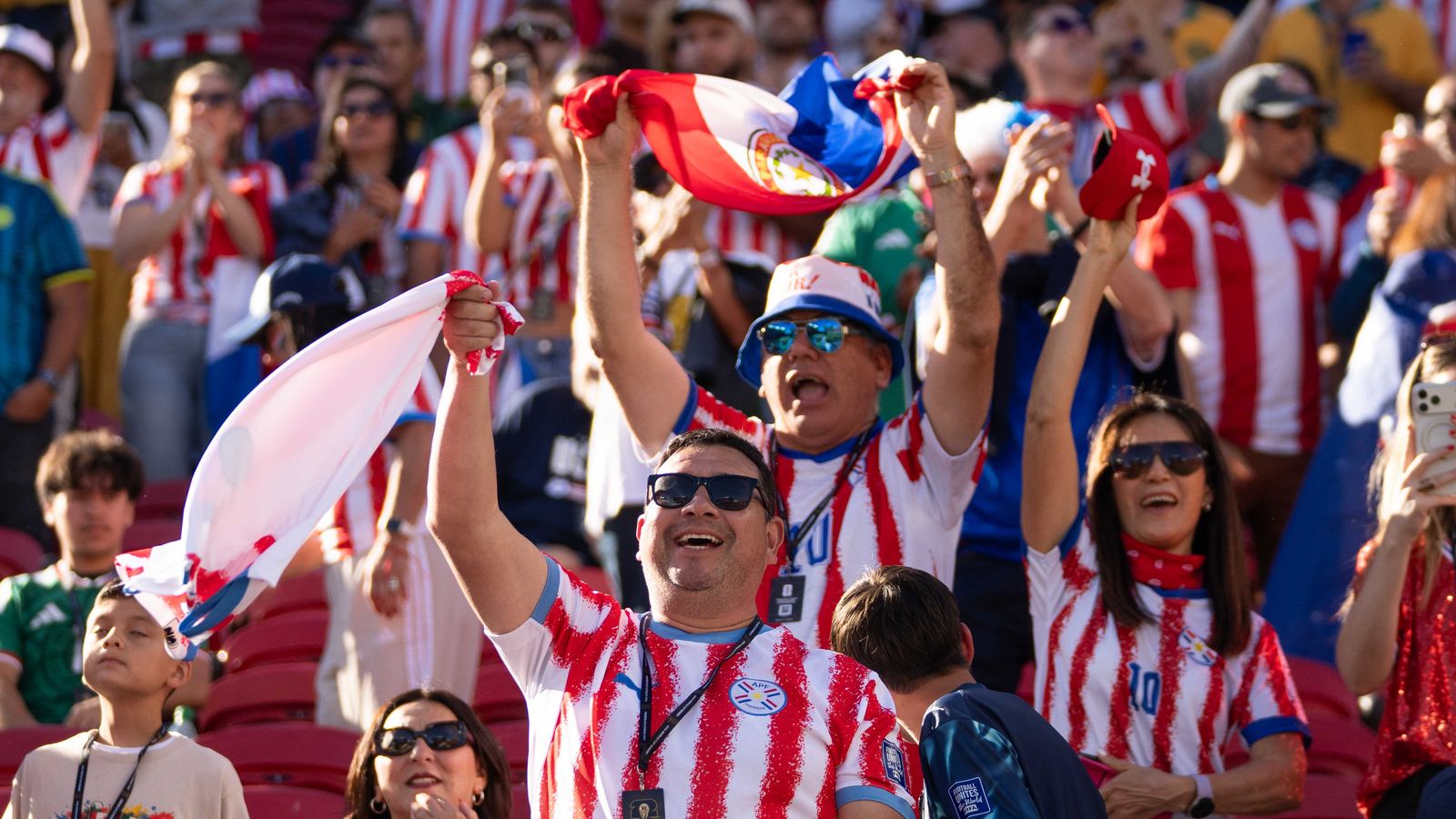 Paraguay fans cheering in the stands at FIFA World Cup 2026