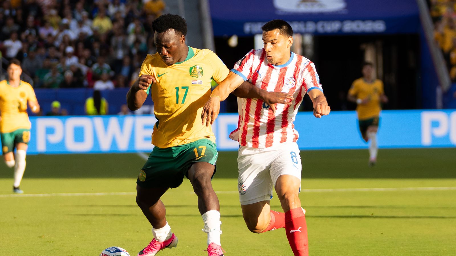 Nestory Irakunda battling for the ball in the World Cup 2026