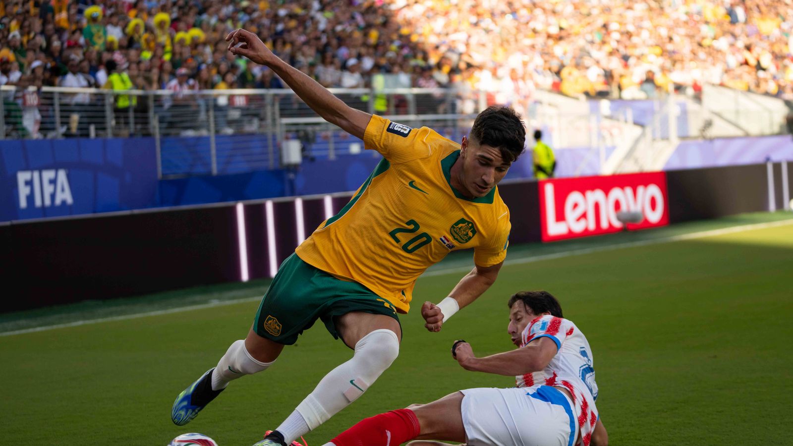 Cristian Volpato evades a tackle at the FIFA World Cup 2026