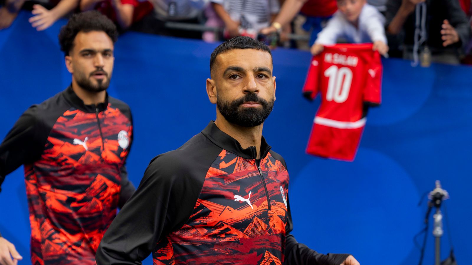 Mohamed Salah warming up before Egypt vs. Iran World Cup match