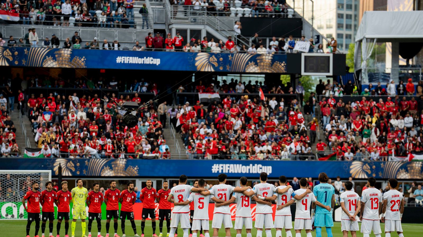 Moment of silence before Egypt vs. Iran FIFA World Cup match in Seattle