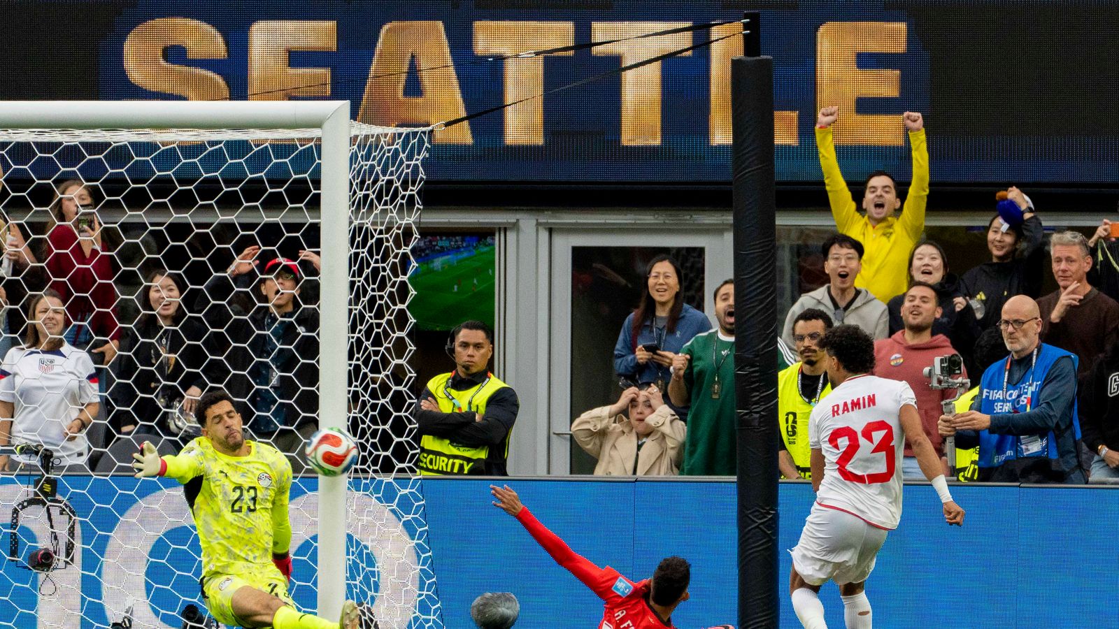 Ramin Rezaeian scores for Iran in World Cup match against Egypt