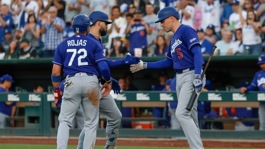 Andy Pages #44 of the Dodgers after a two-run homer