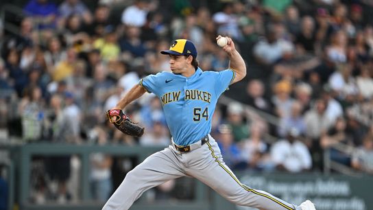 Robert Gasser pitches in MLB game, Las Vegas vs Milwaukee