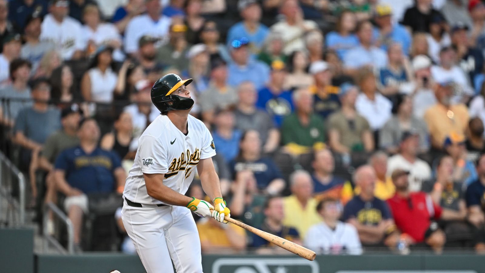 Nick Kurtz hits a home run for the Athletics against the Brewers