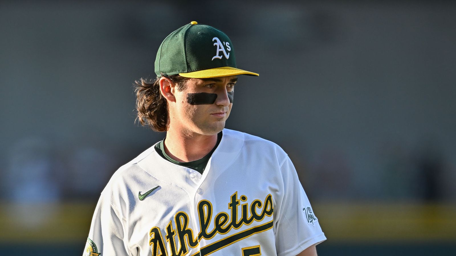 Jacob Wilson in action during the Athletics vs. Rockies game.