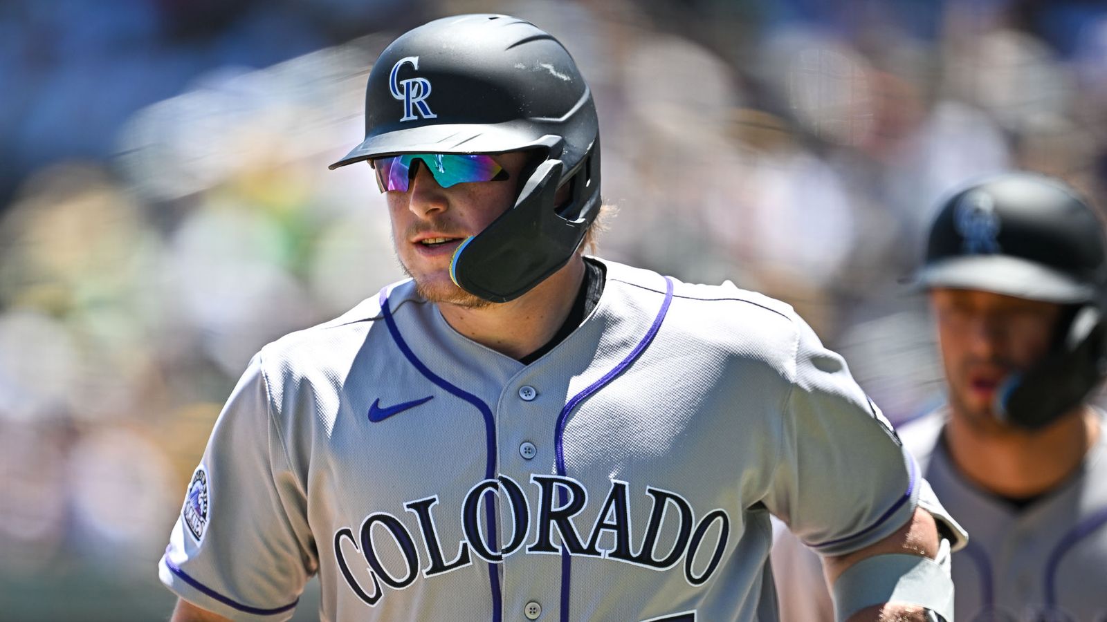 Hunter Goodman celebrates his 20th homer of the season.