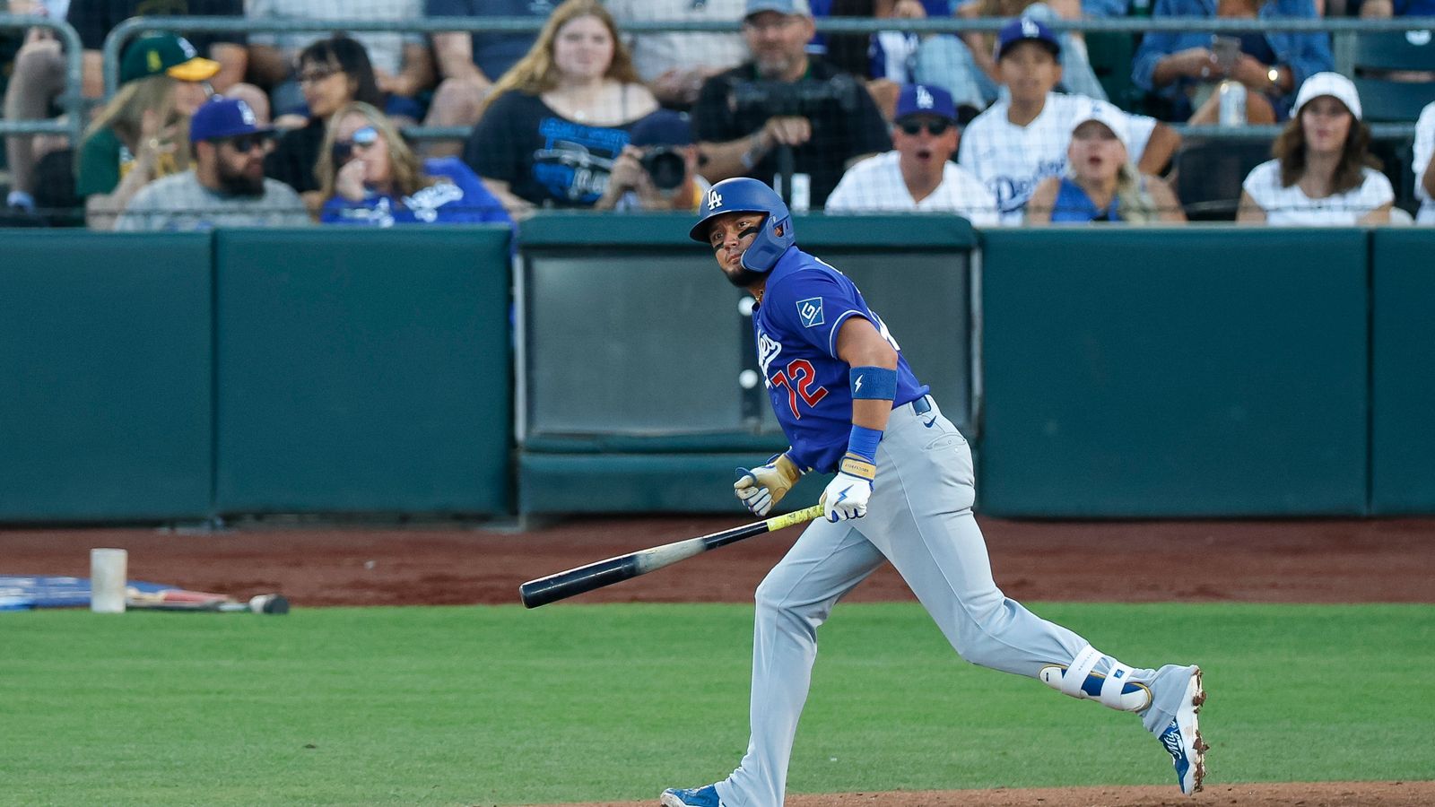 Miguel Rojas watches his solo HR against the Athletics, June 30, 2026