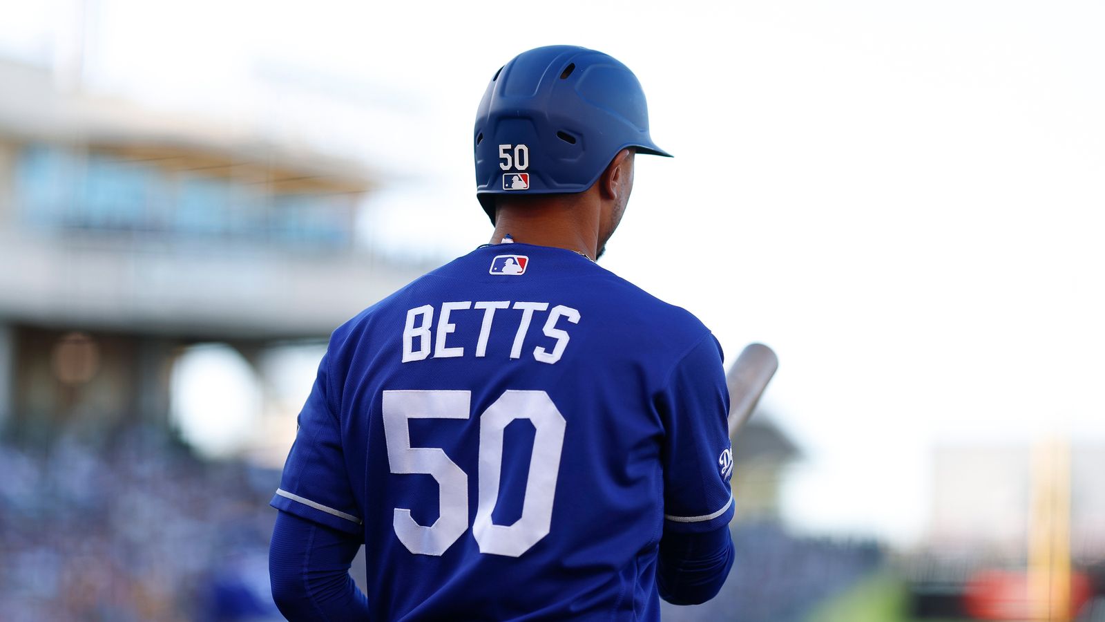Mookie Betts on deck against the Athletics, Sutter Health Park, 2026