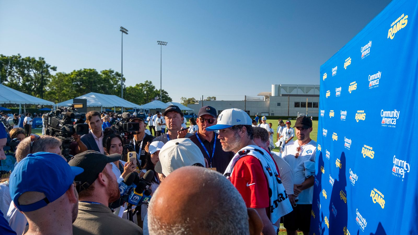 Stafford addresses media post-training