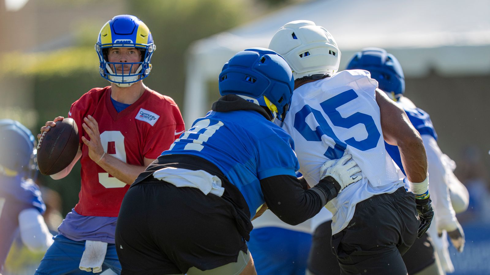 Matthew Stafford and Myles Garrett face off