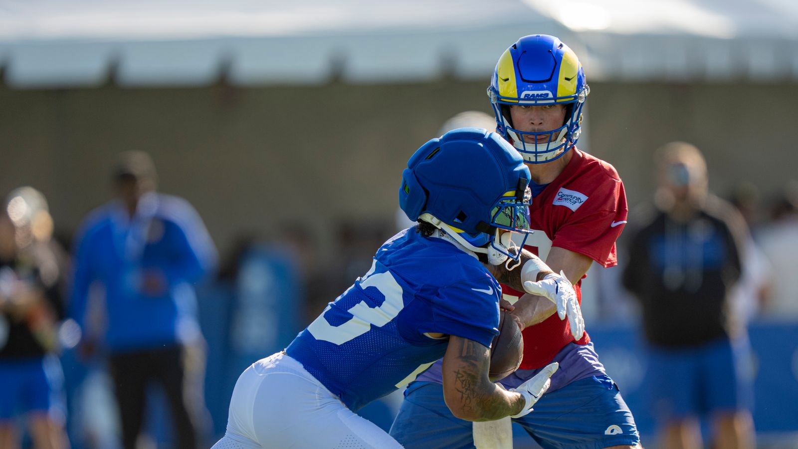 Stafford hands off to Kyren Williams