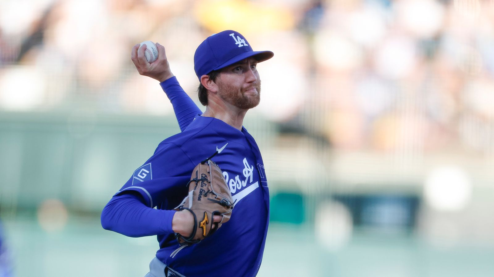 Charlie Barnes #57 pitches for Dodgers against Athletics at Sutter Health Park