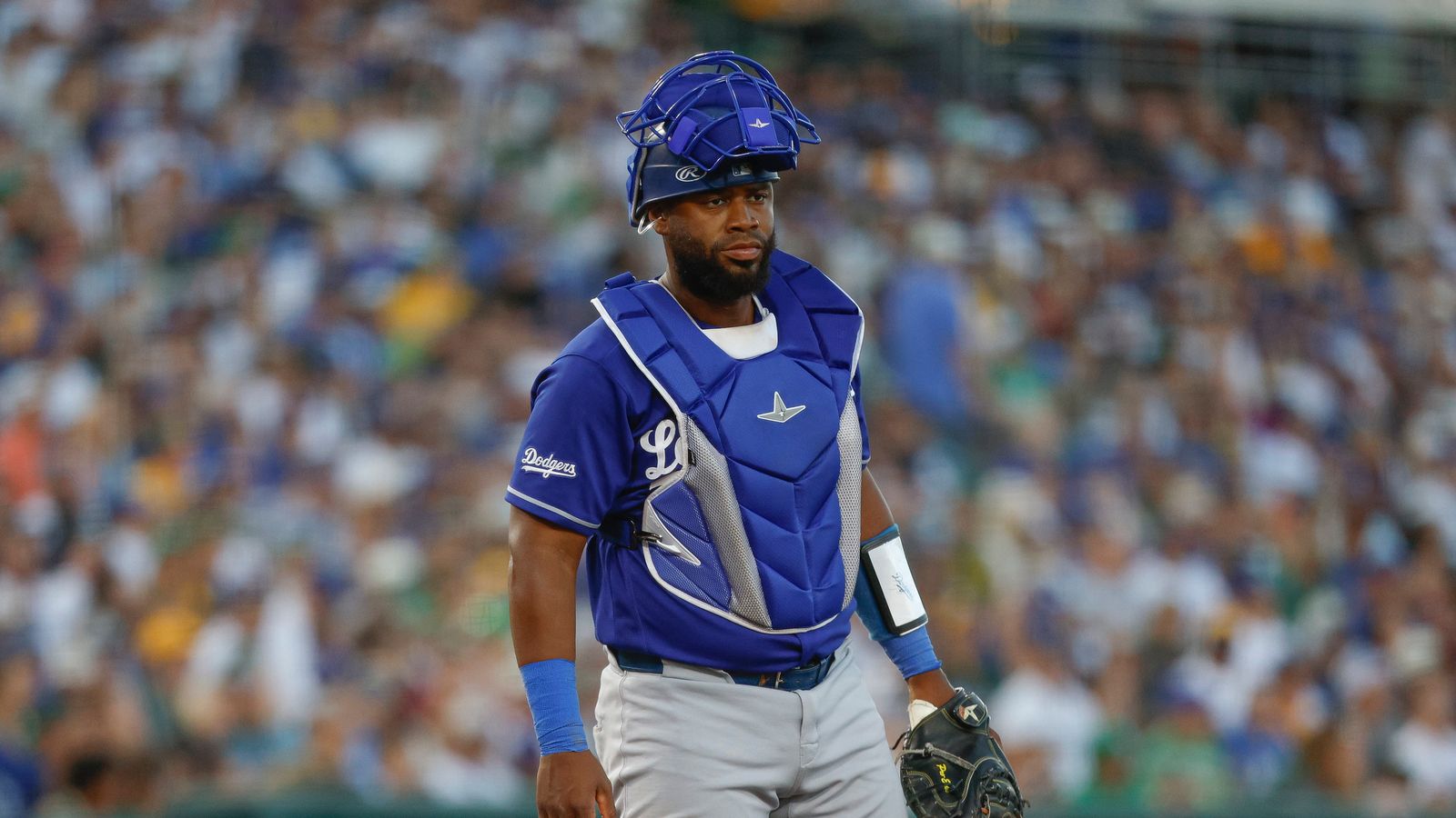 Chuckie Robinson #52 of Dodgers looks on at Sutter Health Park