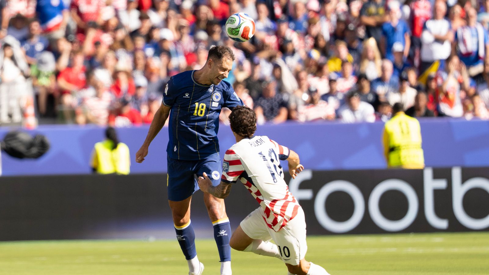 Nikola Katic heads the ball in the FIFA World Cup 2026