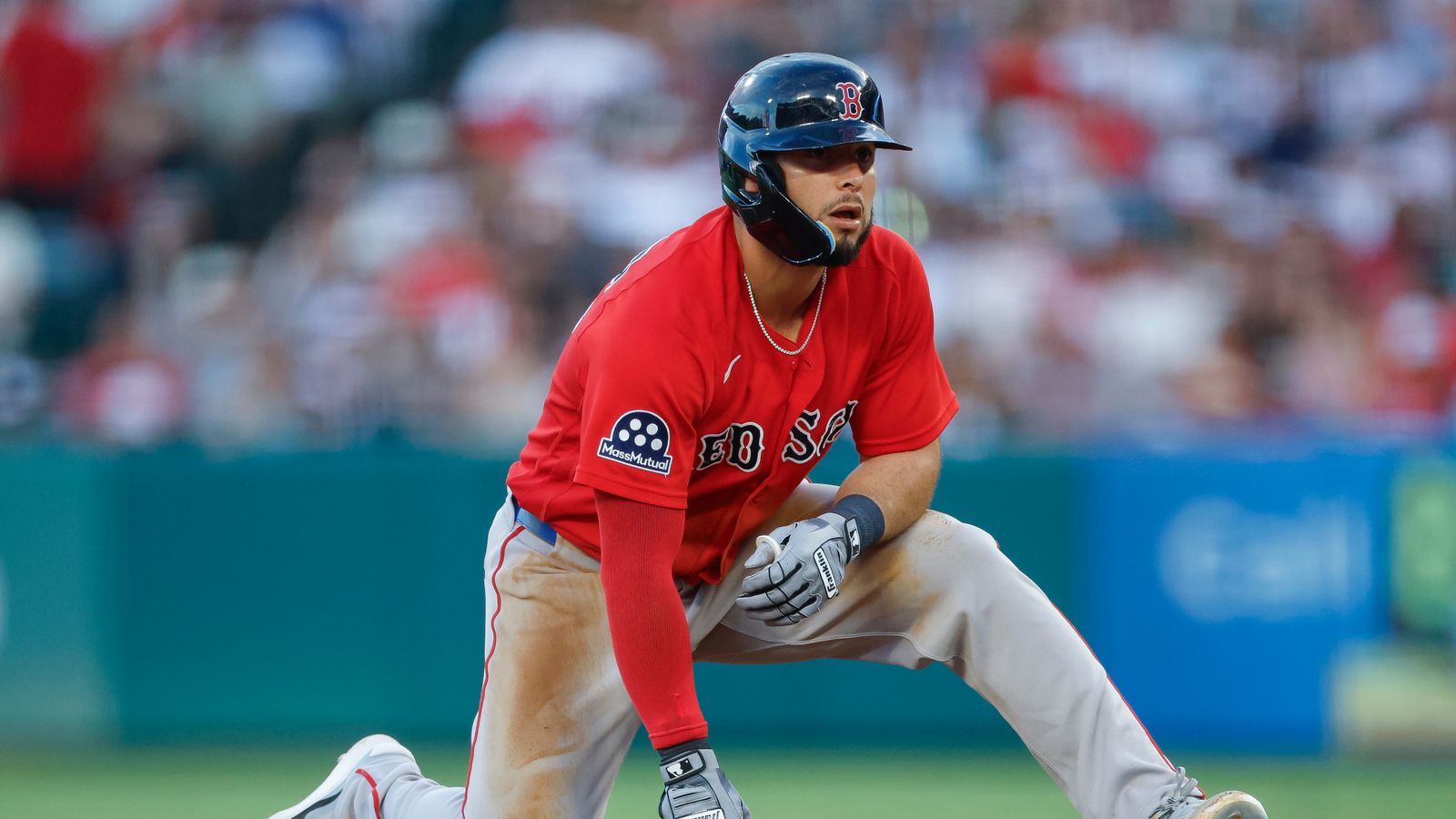 Wilyer Abreu at second base, Red Sox vs Angels, July 2026