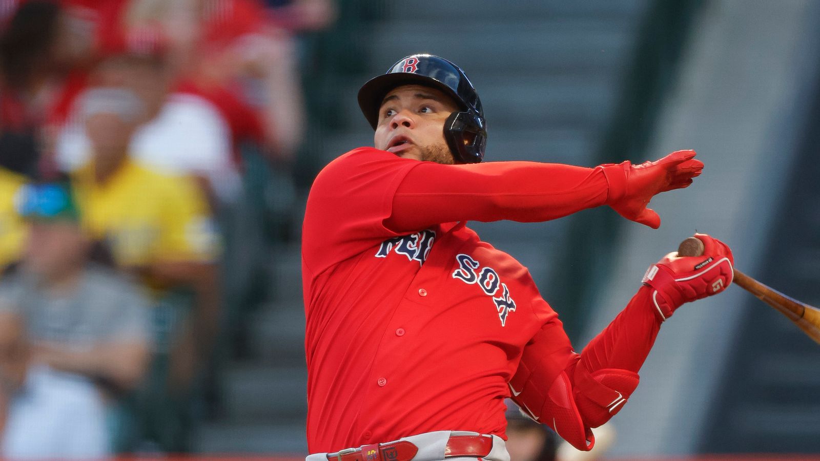 Willson Contreras batting against the Angels, Angel Stadium, July 2026