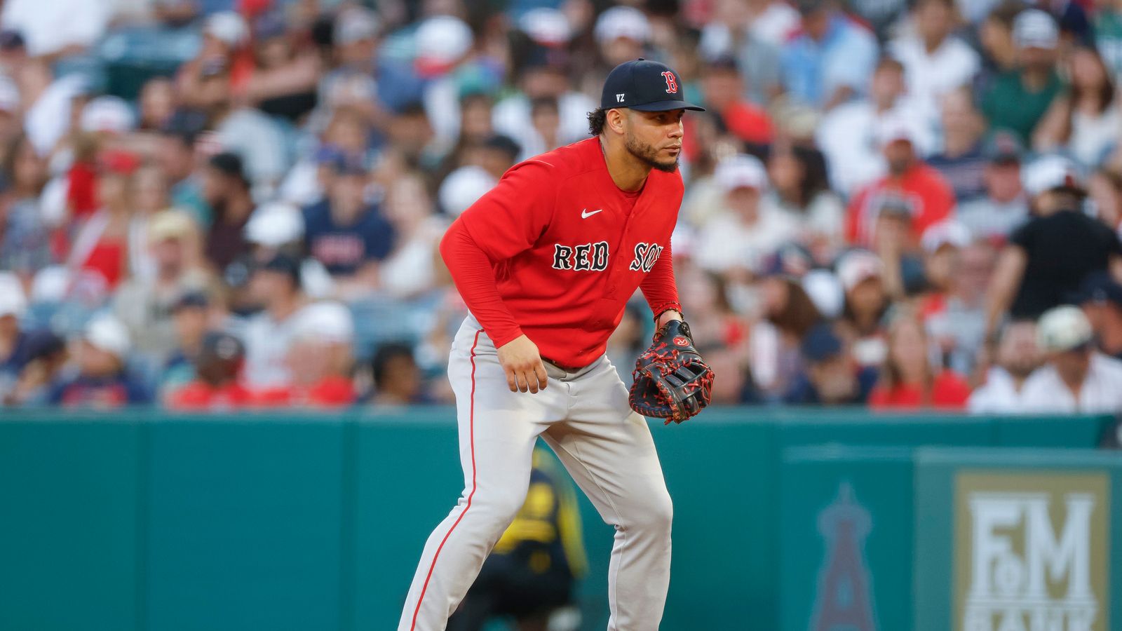 Willson Contreras at first base, Red Sox vs Angels, July 2026