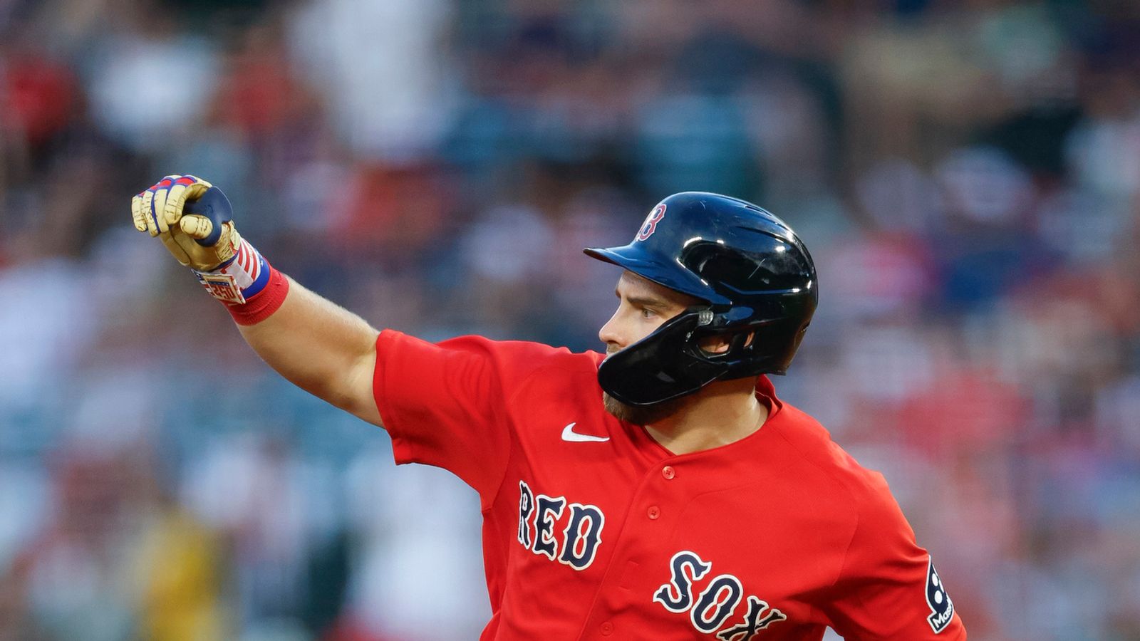 Caleb Durbin celebrates his homer, Red Sox vs Angels, July 2026